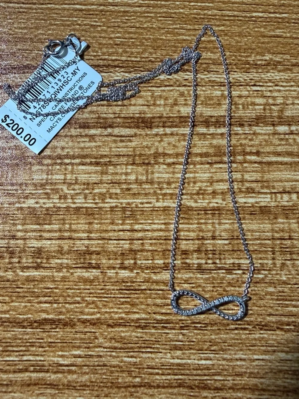 Macy's Silver-Tone Infinity Pendant Necklace with Clear Stones - Picture 5 of 7